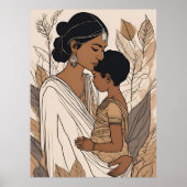 南アジアの母と子の抱擁アート ポスター (正面)