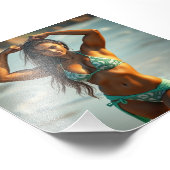 南アジアフィットネスモデル水着オンビーチ フォトプリント            (角)