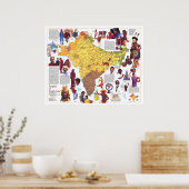 「南アジア：1984年の人と文化の地図… ポスター (キッチン)