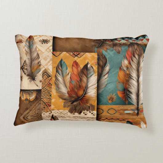 南アステカ西部部族の羽毛 アクセントクッション (裏面)