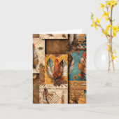 南アステカ西部部族の羽毛 カード (黄色い花)