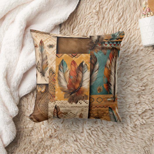 南アステカ西部部族の羽毛 クッション (ブランケット)