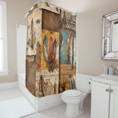 南アステカ西部部族の羽毛 シャワーカーテン (インサイチュ)