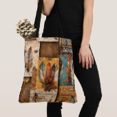 南アステカ西部部族の羽毛 トートバッグ (クローズアップ)