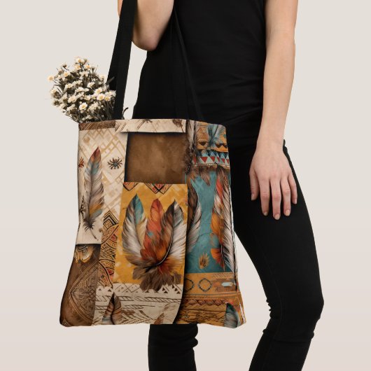 南アステカ西部部族の羽毛 トートバッグ (クローズアップ)