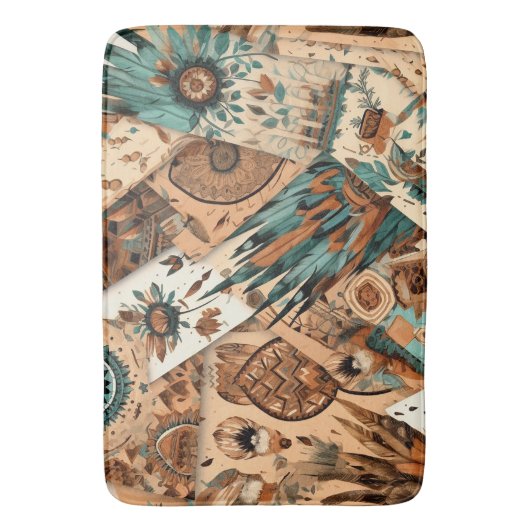 南アステカ西部部族の羽毛 バスマット (正面縦)