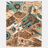 南アステカ西部部族の羽毛 フリースブランケット (正面)