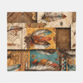 南アステカ西部部族の羽毛 フリースブランケット (正面(横))