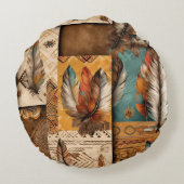 南アステカ西部部族の羽毛 ラウンドクッション (裏面)