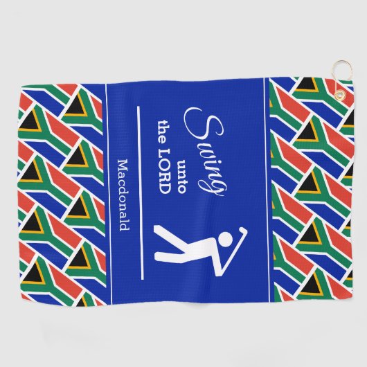南アパーソナライズされたフリカ州旗に向かって振る ゴルフタオル (横)