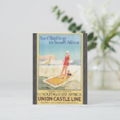 南アフリカでサーフィンを楽しむヴィンテージ ポストカード (スタンド正面)