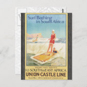南アフリカでサーフィンを楽しむヴィンテージ ポストカード (正面/裏面)