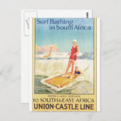 南アフリカでサーフィン入浴ヴィンテージ旅行ポスター ポストカード (正面/裏面)