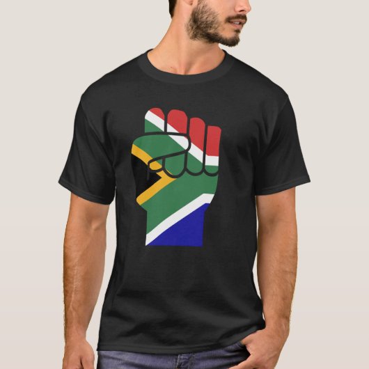 南アフリカと共に立つ 拳を掲げる 南アフリカ  Tシャツ (正面)
