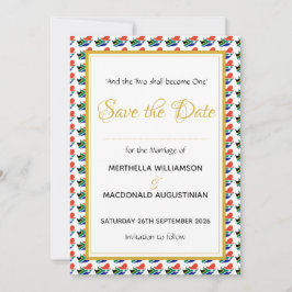 南アフリカのクリスチャン式結婚式の祝典 セーブザデート