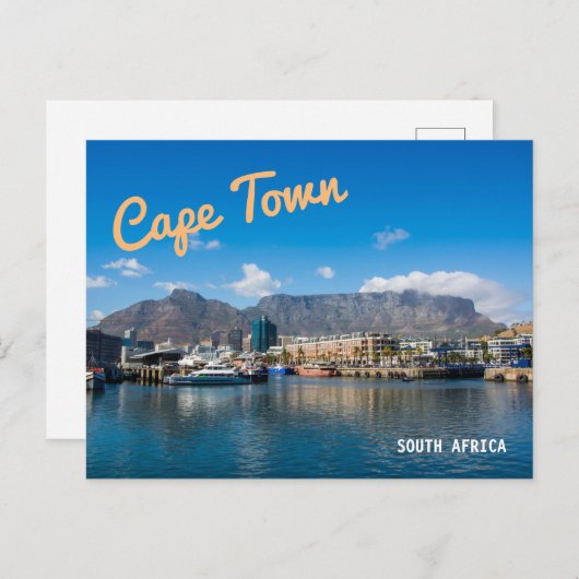 南アフリカのケープタウンのテーブルマウンテン。 ポストカード (正面/裏面)
