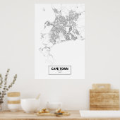 南アフリカのケープタウン（黒い線が白） ポスター (キッチン)