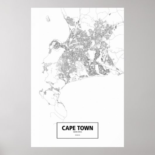 南アフリカのケープタウン（黒い線が白） ポスター (正面)