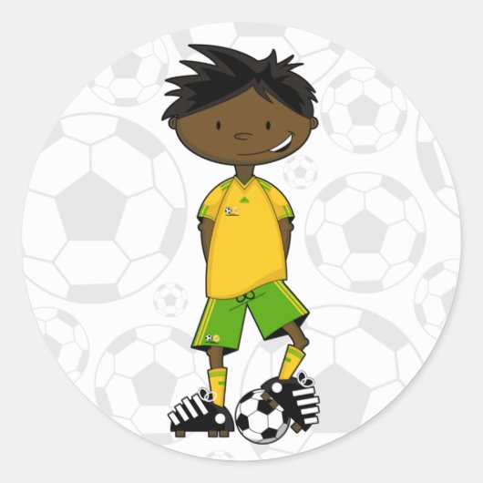 南アフリカのサッカー少年シール ラウンドシール (正面)