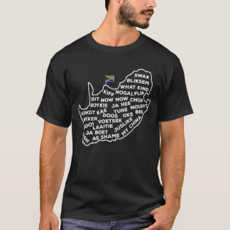 南アフリカのスラング語南アフリカ国旗の地図T- Tシャツ