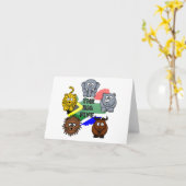 南アフリカのビッグ5サファリ動物の漫画 カード (黄色い花)