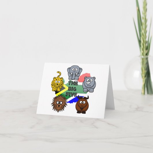 南アフリカのビッグ5サファリ動物の漫画 カード (正面)