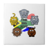 南アフリカのビッグ5サファリ動物の漫画 タイル (正面)