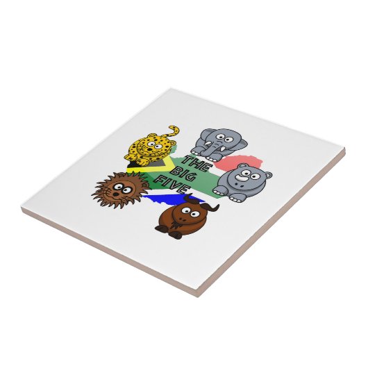 南アフリカのビッグ5サファリ動物の漫画 タイル (側面)