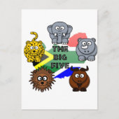 南アフリカのビッグ5サファリ動物の漫画 ポストカード (正面)