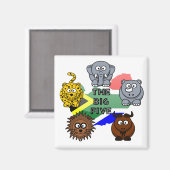 南アフリカのビッグ5サファリ動物の漫画 マグネット (正面/裏面)