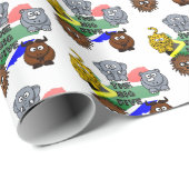 南アフリカのビッグ5サファリ動物の漫画 ラッピングペーパー (ロールコーナー)