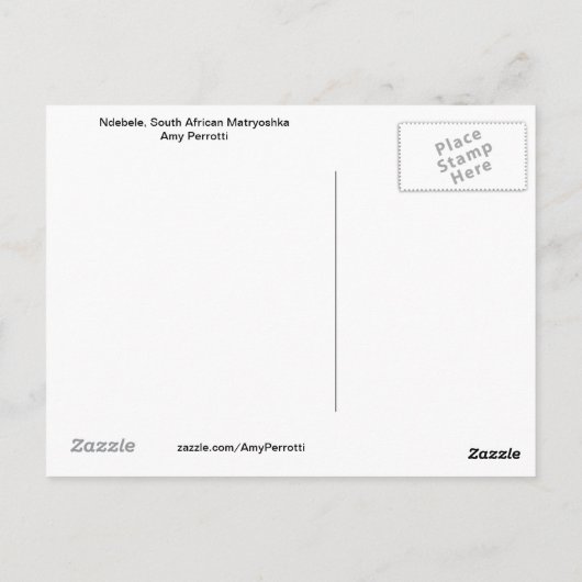 南アフリカのマトリョシカ葉書Ndebele ポストカード (裏面)