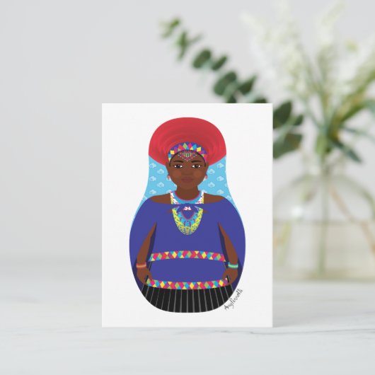 南アフリカのマトリヨシカ葉書 ポストカード (スタンド正面)