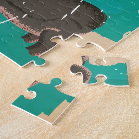 南アフリカのヴィンテージ旅行ポスター ジグソーパズル (側面)