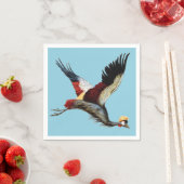 南アフリカの冠をかぶったクレーンは飛行中 スタンダードカクテルナプキン (インサイチュ)