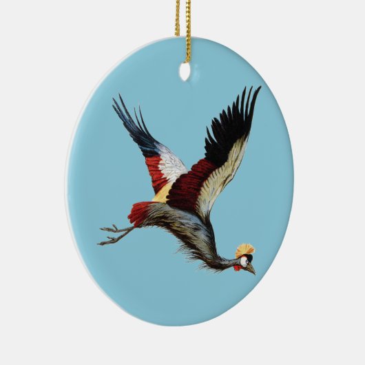 南アフリカの冠をかぶったクレーンは飛行中 セラミックオーナメント (右)