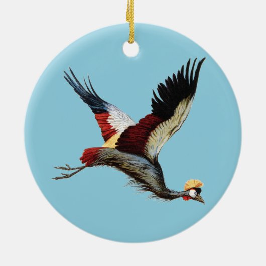 南アフリカの冠をかぶったクレーンは飛行中 セラミックオーナメント (裏面)