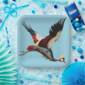 南アフリカの冠をかぶったクレーンは飛行中 ペーパープレート (パーティー)