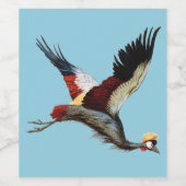 南アフリカの冠をかぶったクレーンは飛行中 ワインラベル (シングルラベル)