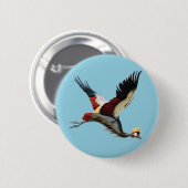 南アフリカの冠をかぶったクレーンは飛行中 缶バッジ (正面&裏面)