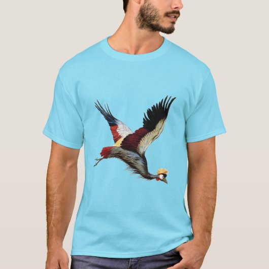 南アフリカの冠をかぶったクレーンは飛行中 Tシャツ (正面)