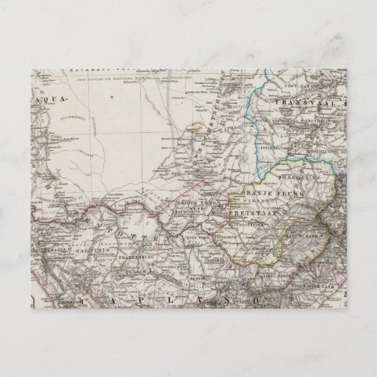 南アフリカの地図 ポストカード (正面)