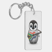 南アフリカの旗のギターを演奏しているペンギン キーホルダー (正面左)