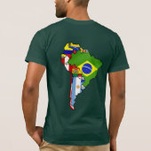 南アフリカの旗の2014年の南アメリカの旗の地図 Tシャツ (裏面)