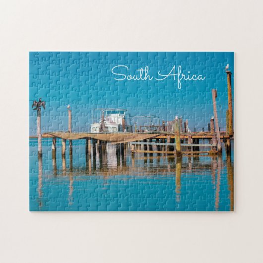 南アフリカの海岸沿いのベルドルフ風景船鳥 ジグソーパズル (横)