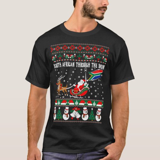 南アフリカの直通の雪の醜いクリスマスのセーター Tシャツ (正面)