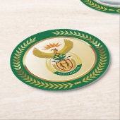 南アフリカの紋章 ラウンドペーパーコースター (アングル)