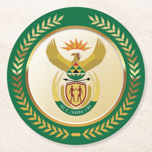 南アフリカの紋章 ラウンドペーパーコースター (正面)