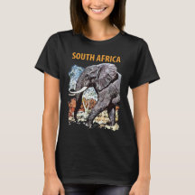 南アフリカの象の旅をイメージしたレトロな黒のTシャツ