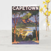 南アフリカの都市ケープタウン、ヴィンテージ旅行 カード (黄色い花)